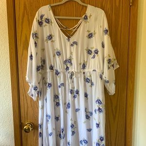 White with blue flowers dress